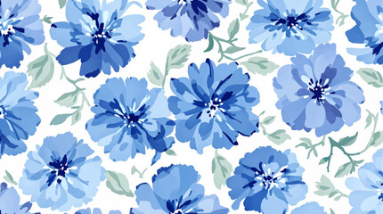 Blue roses background, Floral pattern of red flowers and leaves on a white background, seamless pattern with flowers