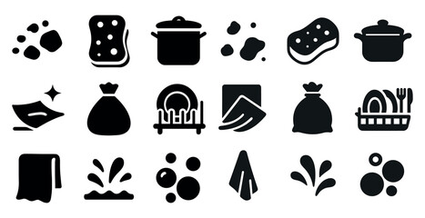Kitchen and cooking solid icons set – filled, culinary and cookware symbols
