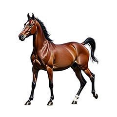 Obraz premium Majestic Brown Horse in High Quality 3D Render with Transparent Background