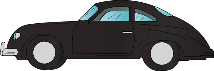 The Illustration of sport car in 1950 side view
