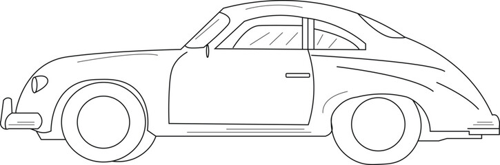 The Illustration of sport car in 1950 side