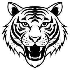 Fototapeta premium Fierce Tiger Head Vector Aggressive Wild Animal Mascot Logo for Sports Team, Tattoo, or Brand Identity Design