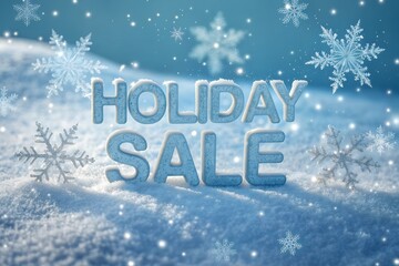 Holiday sale typography in snow with snowflake and winter season details