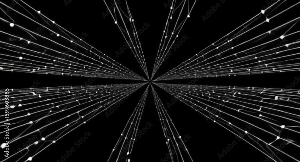 Poster abstract digital tunnel: glowing lines converge in dynamic 3d space