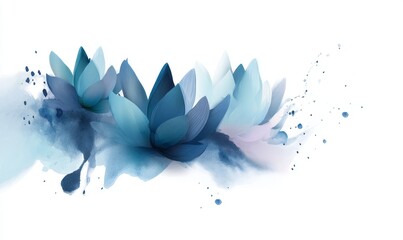 This elegant botanical design features delicate petals and leaves in soft purple and blue hues, creating a dreamy artistic effect