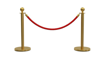 Gold Stanchions With Red Rope Barrier