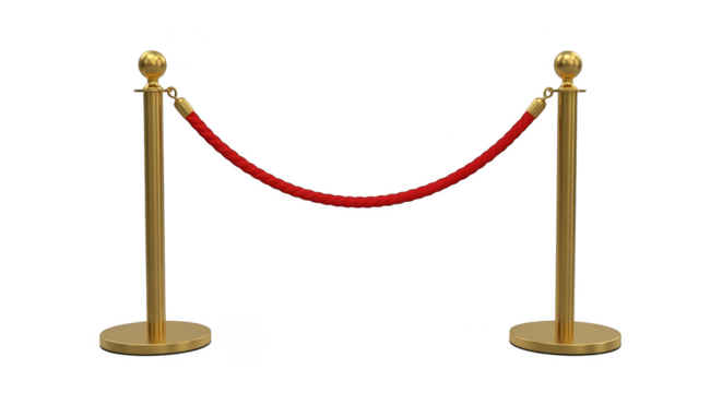 Gold Stanchions With Red Rope Barrier - Powered by Adobe