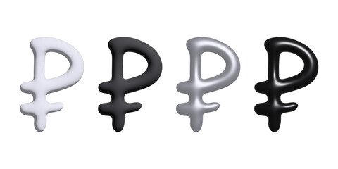 3d russian ruble currency symbol set Single element for design