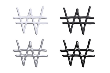 3d won currency symbol set Single element for design