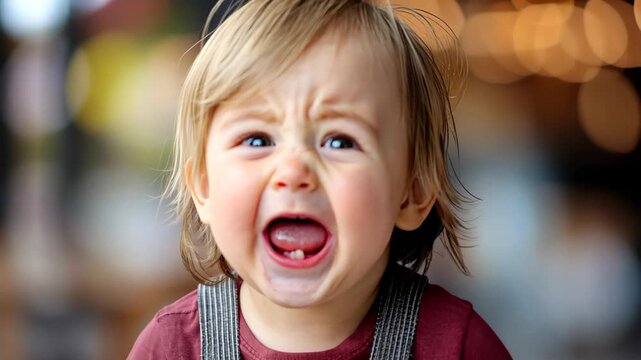bad mood sulking baby ready to cry close up face funny and cute