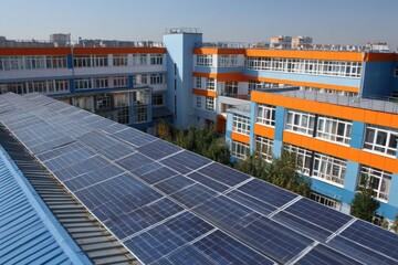Obraz premium School Solar: Harnessing Renewable Energy with Photovoltaic Technology