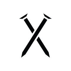 Black Crossed Nails Icon with Simple Design and Minimalist Style