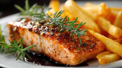 Seared Fish: Home Cooked Salmon with Rosemary Glaze and Bar-B-Q Flavor