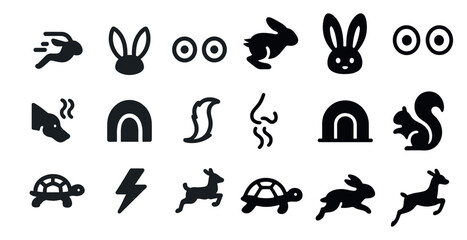 Animal and wildlife silhouette icons set – nature, fauna, outline and creature symbols