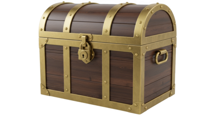 Wooden Treasure Chest Locked 3d Render