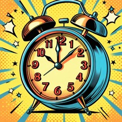 alarm clock morning ring alert alarm reminder pop pop-art art cartoon retro poster