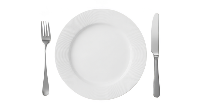 Empty Plate With Fork And Knife