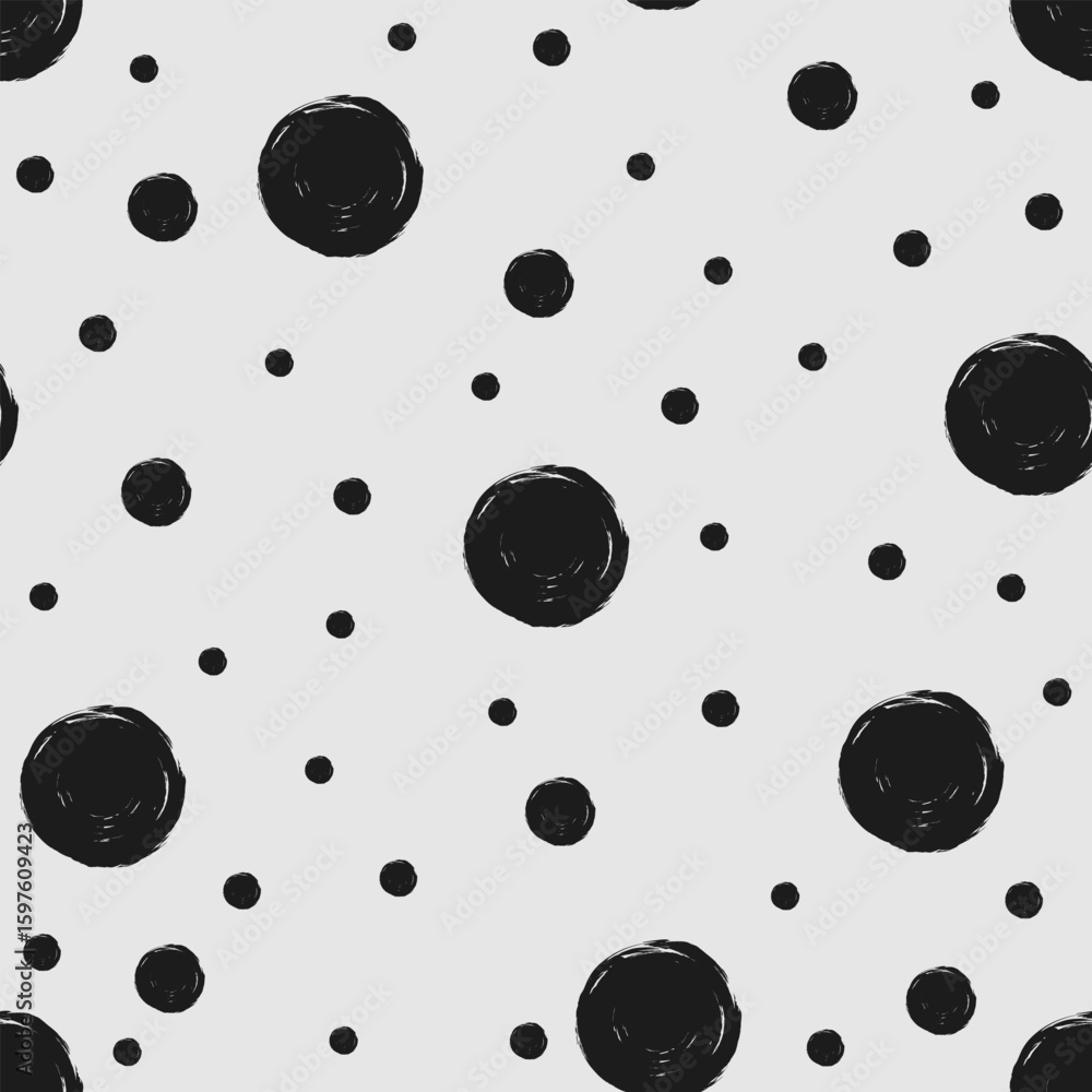 Aufkleber seamless pattern with dots, circles in grunge doodle style. abstract hand drawn ink splash blobs and