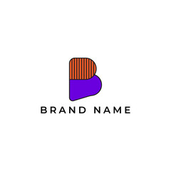 ILLUSTRATION LETTER B GEOMETRIC LOGO ICON PURPLE ORANGE FLAT COLOR TEMPLATE SIMPLE MINIMALIST ELEMENT DESIGN SIMPLE VECTOR GOOD FOR APPS, BRAND 