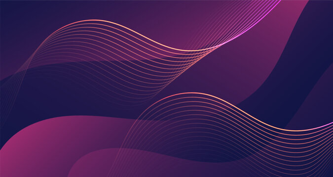 Abstract purple background with glowing curved lines and modern wave design