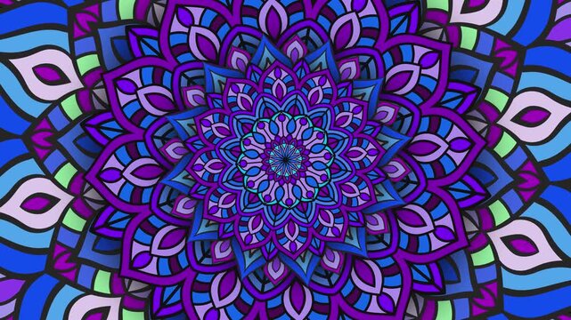 kaleidoscope mandala abstract background of trippy art psychedelic trance to open third eye with visuals energy chakra futuristic audiovisual vj seamless loop	