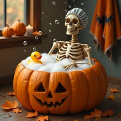 Skelton Taking a Bath