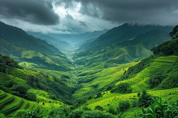 Obraz premium Tropical Twilight Scene of a Serene Lagoon with Moonlit Reflections and Lush Palms