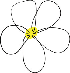  Minimalist Flower Outline with Yellow Center