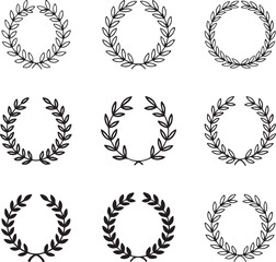 Obraz premium Classic Laurel Wreath Collection in Nine Elegant Vector Styles