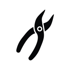 Fototapeta premium Black Silhouette of Garden Pruning Shears on White Background