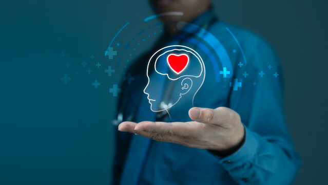 Doctor Presenting Mental Health and Brain Wellness with Heart Icon