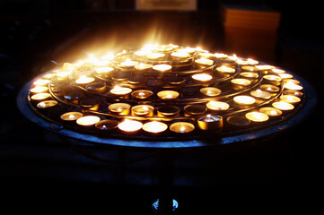 many candles on a pedestal in a church, cathedral. Religion, lanterns, lighting, Christianity,...