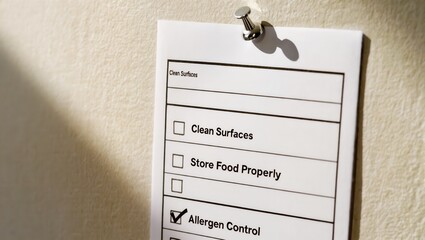 Food Safety Checklist for Clean Surfaces and Allergen Control in Kitchen Environment