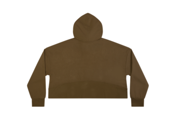 Olive Green Cropped Zip Up Hoodie with Drawstring Hood isolated on a transparent background image