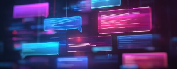 The colorful digital chat bubbles representing modern communication in a vibrant design.