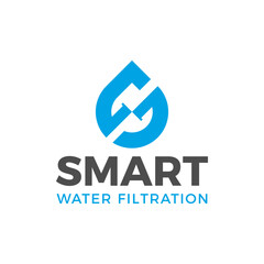 Smart, modern logo with letter S, water drop, and pipe symbol — ideal for water filtration, plumbing system, environmental company, clean tech, or industrial utility branding.