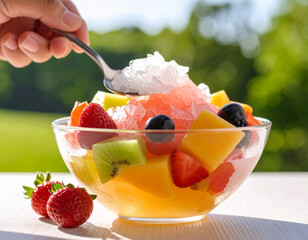 ice cream with fruit