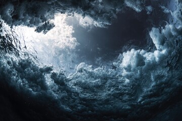 Dramatic storm clouds with a moonlit sky