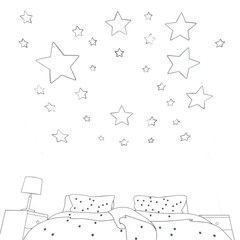 A child counting star stickers on a bedroom ceiling