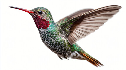 Fototapeta premium Hummingbird in Flight: A vibrant hummingbird in mid-flight, its iridescent feathers catching the light. a striking display of nature's aerial acrobatics and vivid color