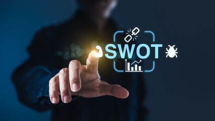 Businessperson Touching SWOT Analysis Concept for Strategic Planning