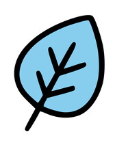 Obraz premium Simple illustration of a light blue leaf with black outline, isolated on white.