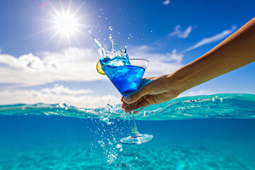 colorful cocktail by the sea
