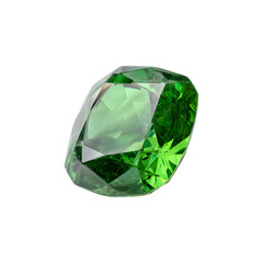 Sparkling green emerald gemstone isolated on transparent background