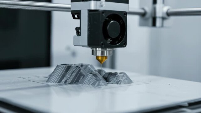 3 d printer printing detailed grey object