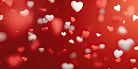 Abstract hearts falling on a red background