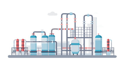 Obraz premium Chemical plant factory industrial processing production manufacturing complex vector design illustration