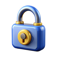 3d rendered icon of a closed blue padlock illustrating digital security and protection