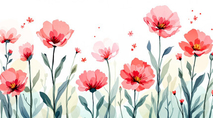 Fototapeta premium Pink Flower background Watercolor