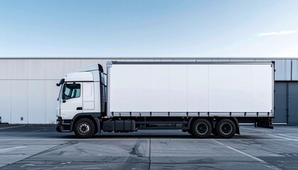 Side View Truck Mockup with Blank Background for Creative Branding Advertisement and Marketing Design on Empty Lot